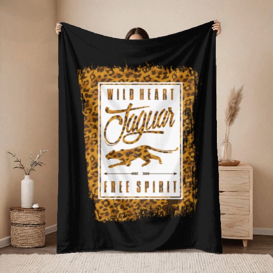 Jaguar Spirit Tribal Gift Idea Throw Blankets