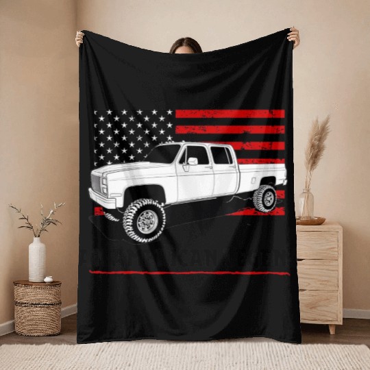 Lifted Square body truck American muscle Throw Blankets 4x4