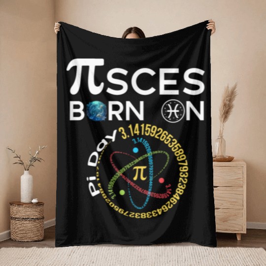 Pi Day Birthday Baby Born on Pi Day Pisces Throw Blankets