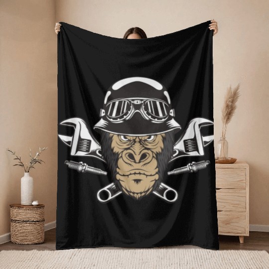 Gorilla Rider Throw Blankets