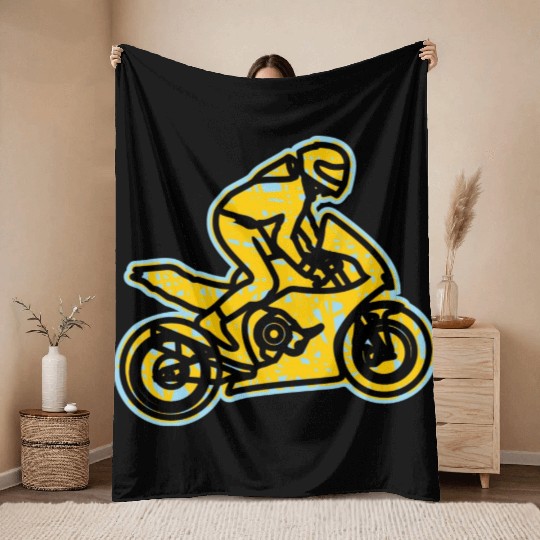 Motorbike Race Fun Throw Blankets