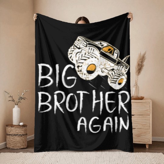 Big Brother Throw Blankets Monster Truck for Boys Youth