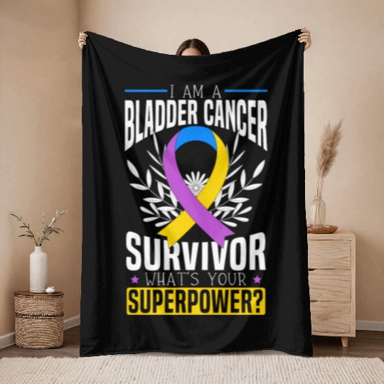 Bladder Cancer Survivor Bladder Cancer Awareness Throw Blankets