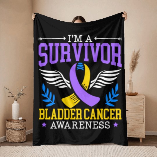 Bladder Cancer Survivor Bladder Cancer Awareness Throw Blankets