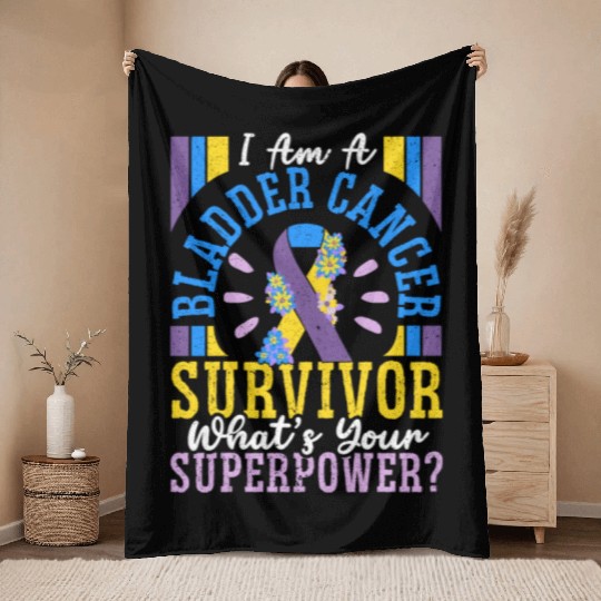 Bladder Cancer Survivor Bladder Cancer Awareness Throw Blankets