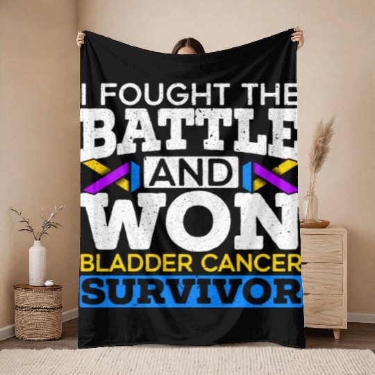 Fought The Battle And Won Bladder Cancer Survivor Throw Blankets