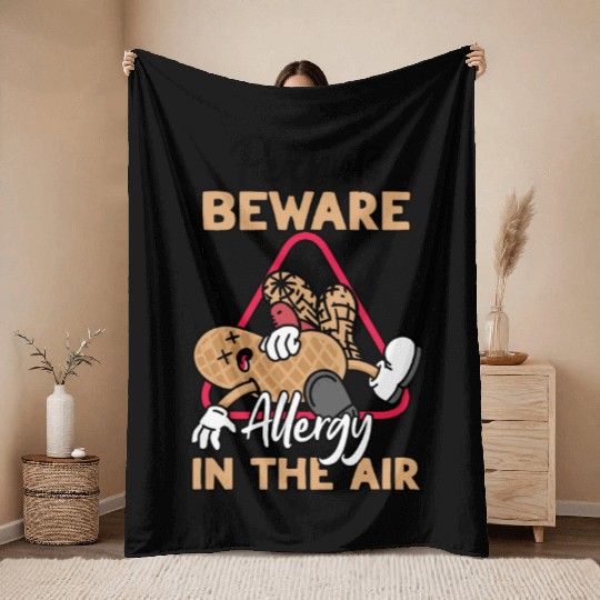Peanuts Beware Allergy In The Air Peanut Allergic Throw Blankets