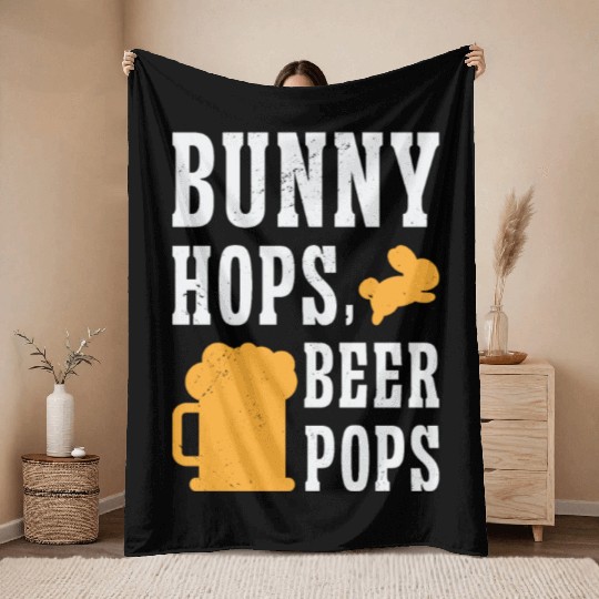 Easter Bunnies Beer Drinking Holiday Rabbit Throw Blankets