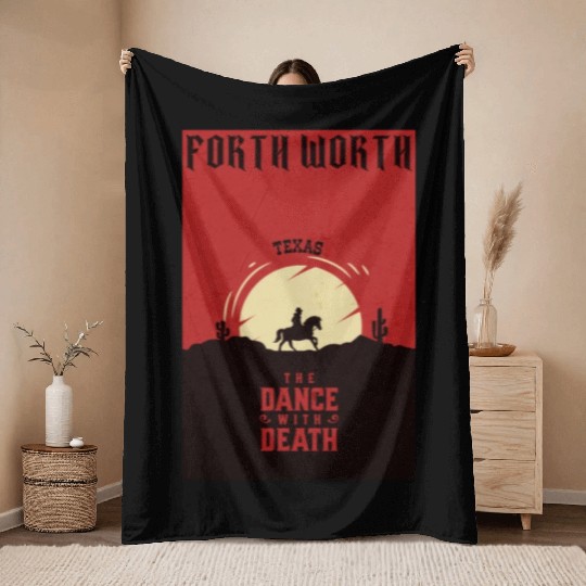 Forth worth Texas wild west town Throw Blankets