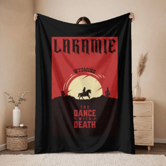 Laramie Wyoming wild west town Throw Blankets