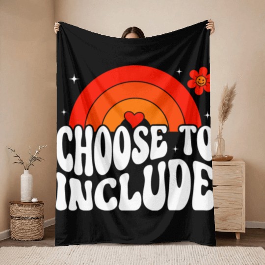 Choose To Include For Autism Teacher Throw Blankets