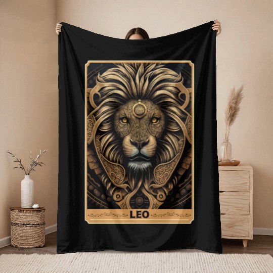 Leo Astrology Sign Lion Zodiac Tarot Card Occult W Throw Blankets