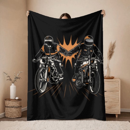 Motorcycle Passion Gasoline In The Veins Throw Blankets