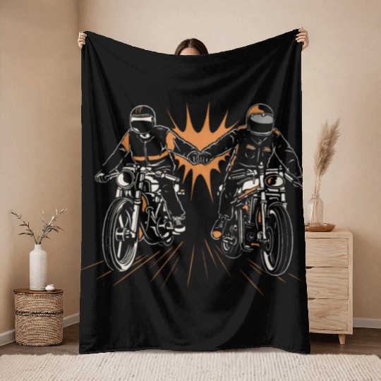 Motorcycle Passion Gasoline In The Veins Throw Blankets