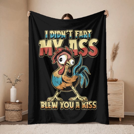 Rooster Cock Humor Throw Blankets