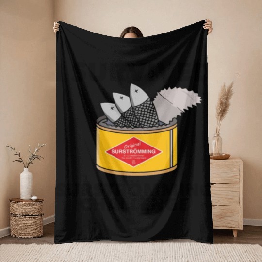 I Survived Surstromming Swedish Food Surstrommings Throw Blankets