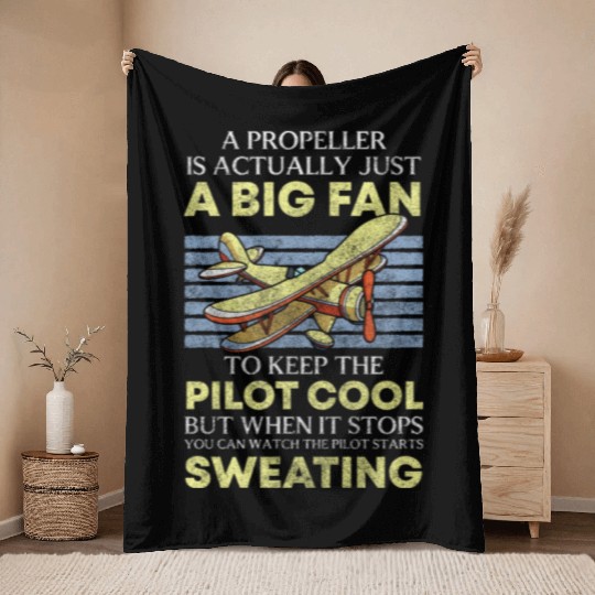 Pilot Airfield Jet Flight School Throw Blankets