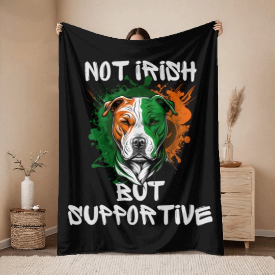 not irish but supportive pitbull mom Throw Blankets