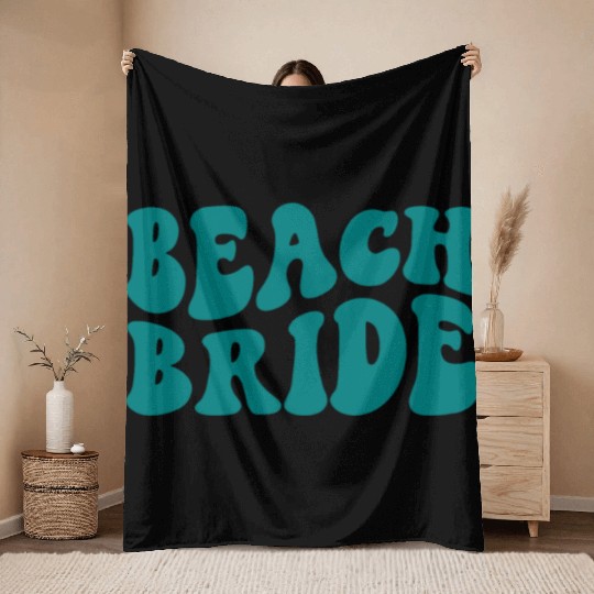 Beach Bride Teal Beach Theme Bachelorette Throw Blankets