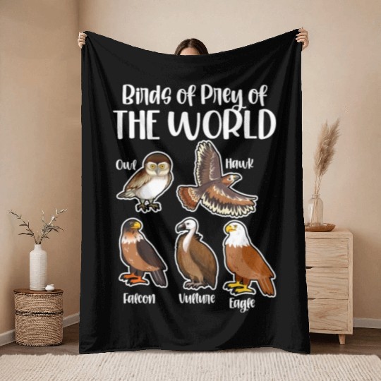 Birds of Prey Of The World Throw Blankets
