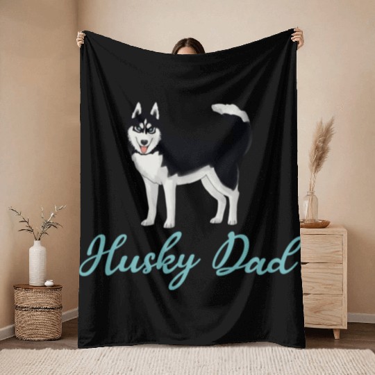 Husky Dad Throw Blankets