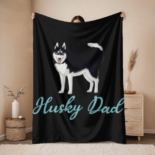 Husky Dad Throw Blankets