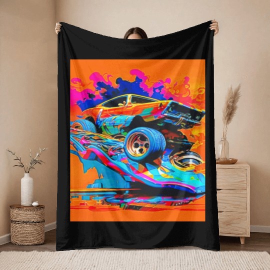 Car Muscle Car Vintage Retro muscle car Throw Blankets