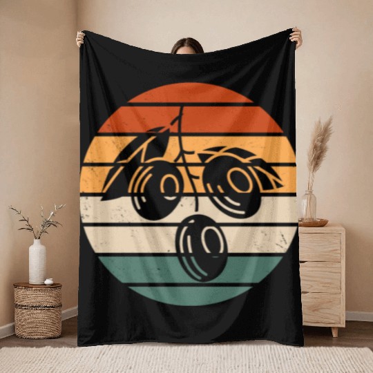 Retro Green Olive Design Throw Blankets