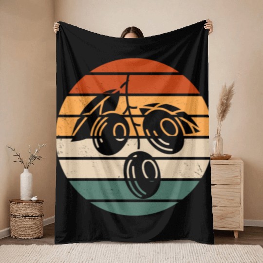 Retro Green Olive Design Throw Blankets