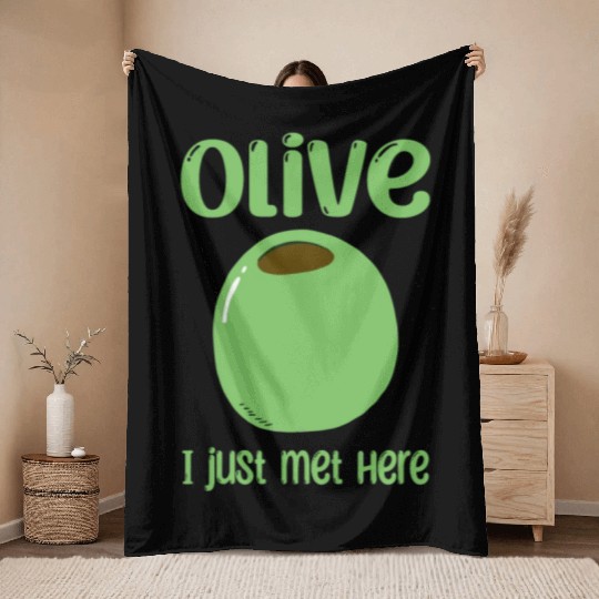 Green Olive Lover Quote Throw Blankets