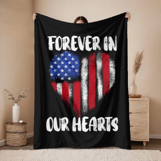 Patriotic Veteran USA Flag American Memorial Day Throw Blankets
