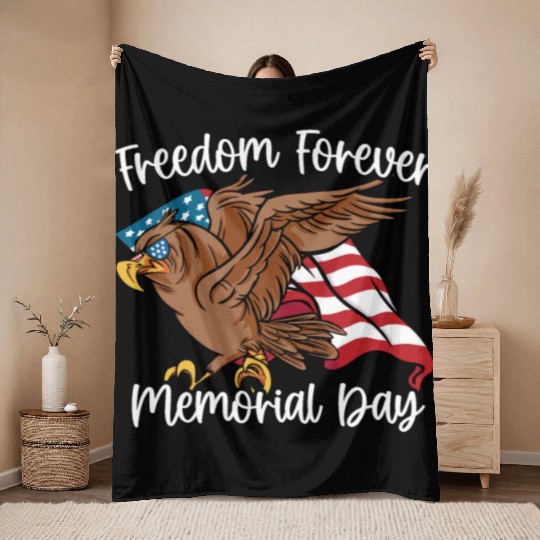 Patriotic Veteran USA Flag American Memorial Day Throw Blankets