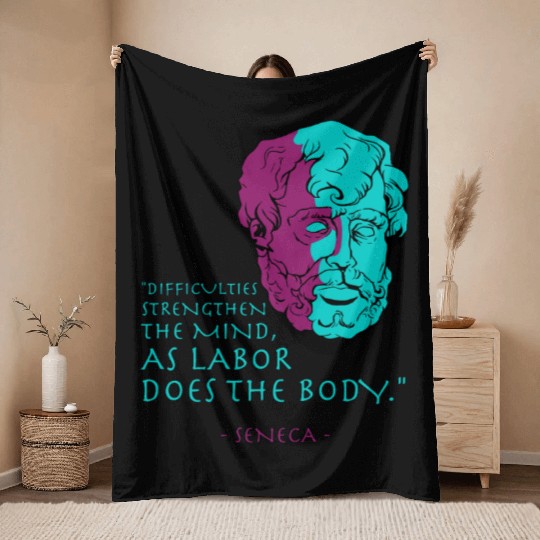 Seneca Stoic Philosophy Quote Throw Blankets