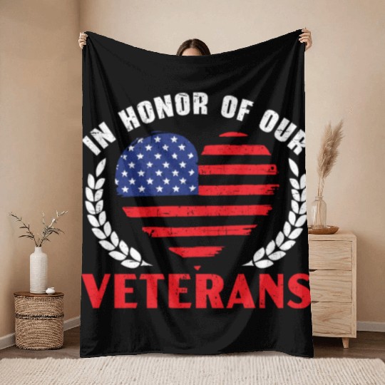 Patriotic Veteran USA Flag American Memorial Day Throw Blankets