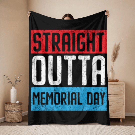 Patriotic Veteran USA Flag American Memorial Day Throw Blankets