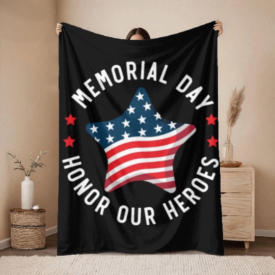 Patriotic Veteran USA Flag American Memorial Day Throw Blankets