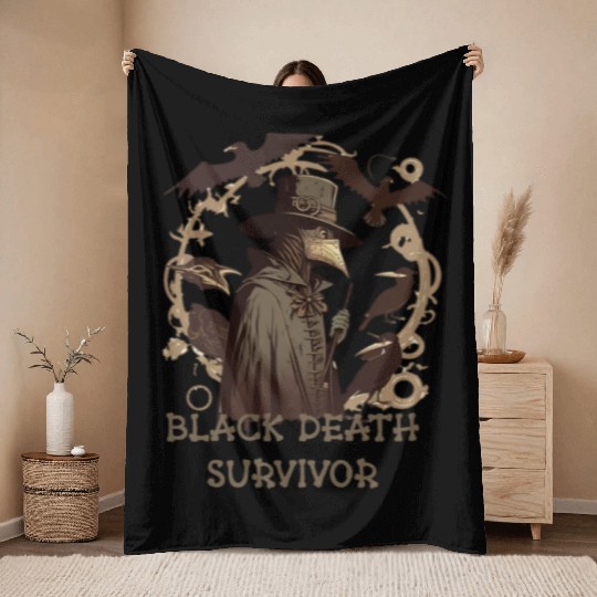 plague doctor Throw Blankets