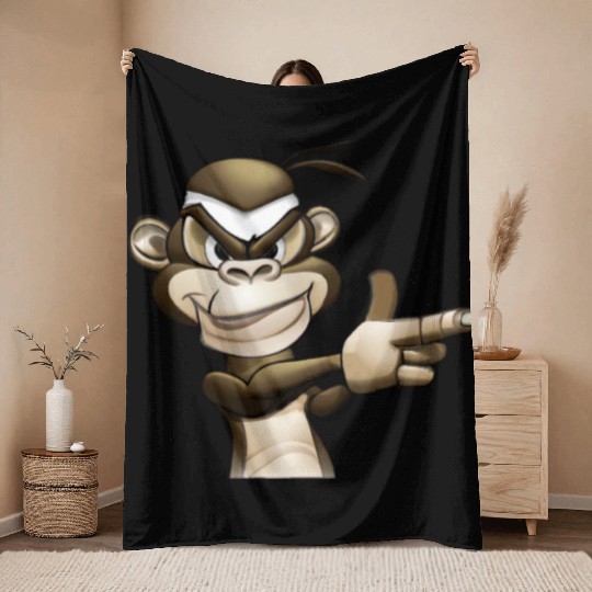 Gangster Monkey Graffity Handgun Throw Blankets