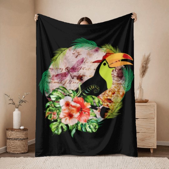 Toucan's Magic - Tropical Bird Witchcraft Throw Blankets