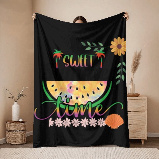 Cute summer design printed Sweet summer time Throw Blankets