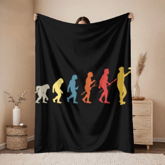 Funny Disc Golf Evolution Vintage Frisbee Throw Blankets