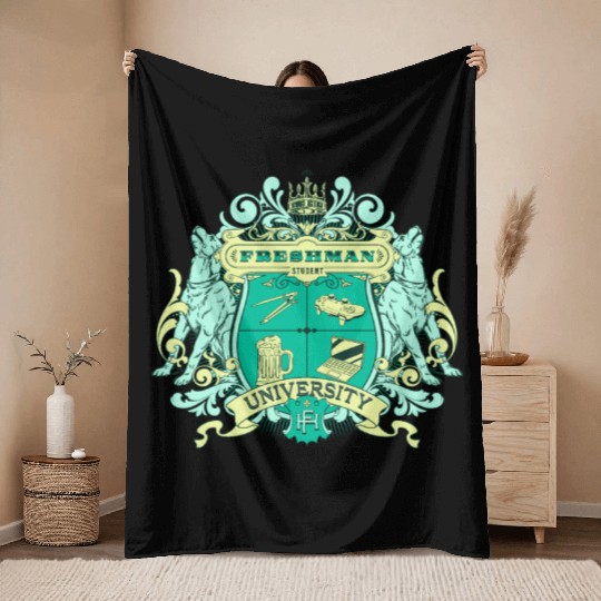Insignia of University Freshman - Coat of arms Throw Blankets