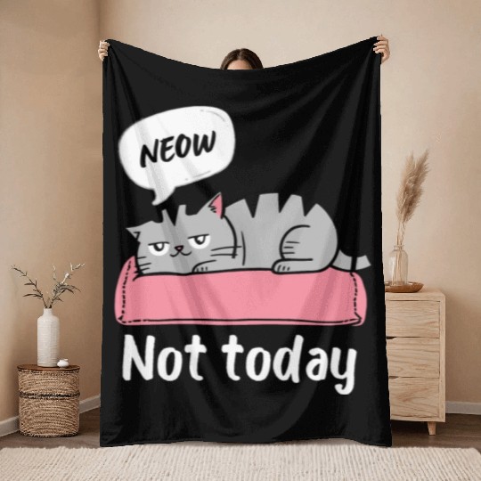 Funny Lazy Bored Cat | For Cat Mom Cat lovers Throw Blankets