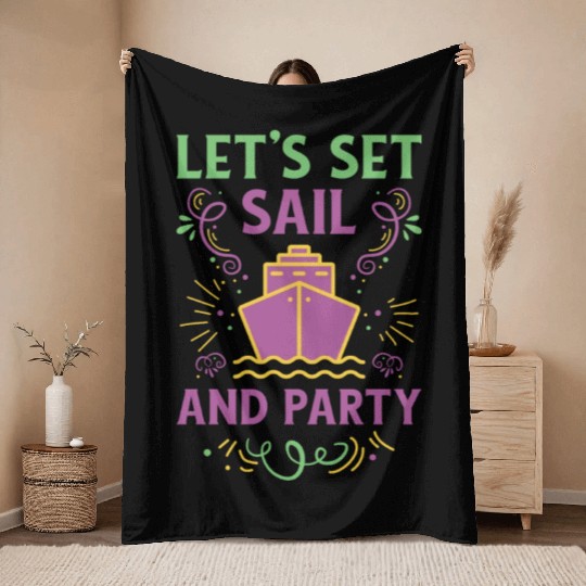 Mardi Gras Cruise Ship Carnival Cruising Party Throw Blankets