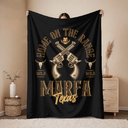 Marfa Texas wild west town Throw Blankets