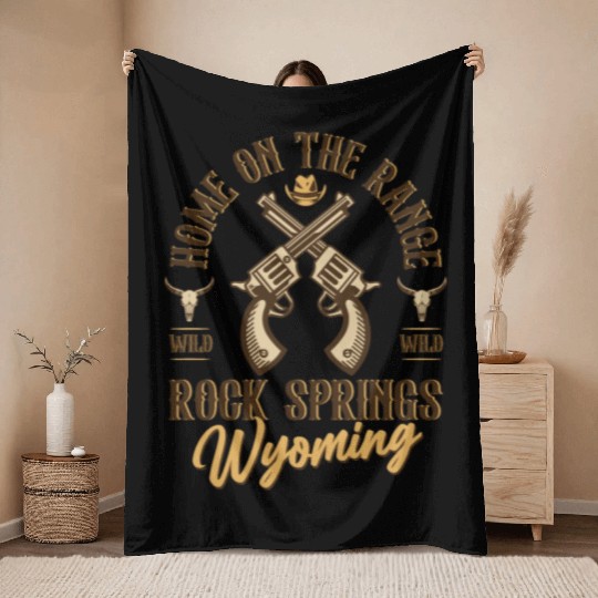 RockSprings Wyoming wild west town Throw Blankets