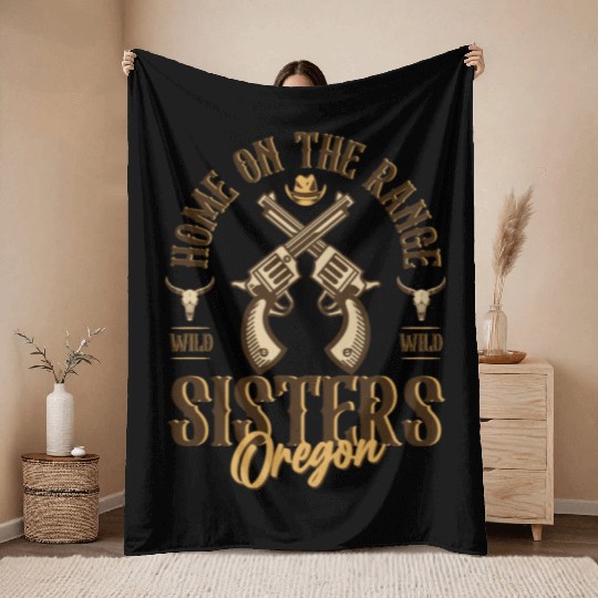 Sisters Oregon wild west town Throw Blankets