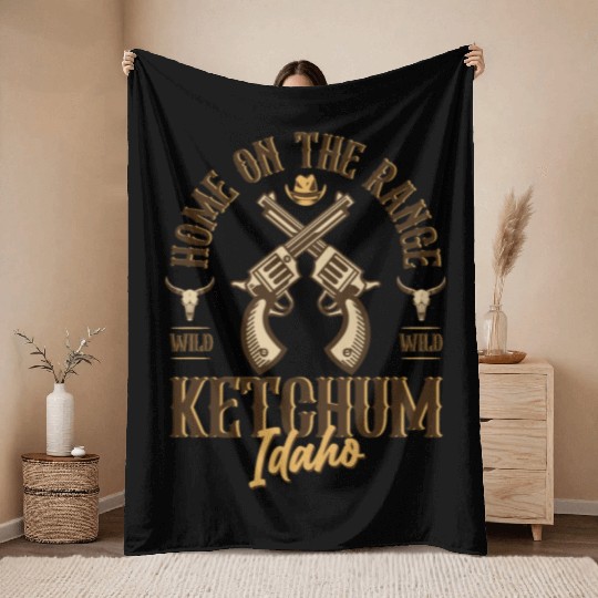 Ketchum Idaho wild west town Throw Blankets