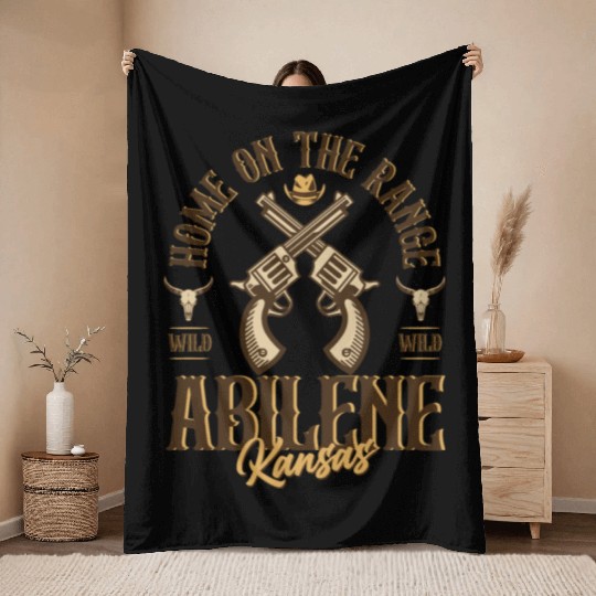 Abilene Kansas wild west town Throw Blankets