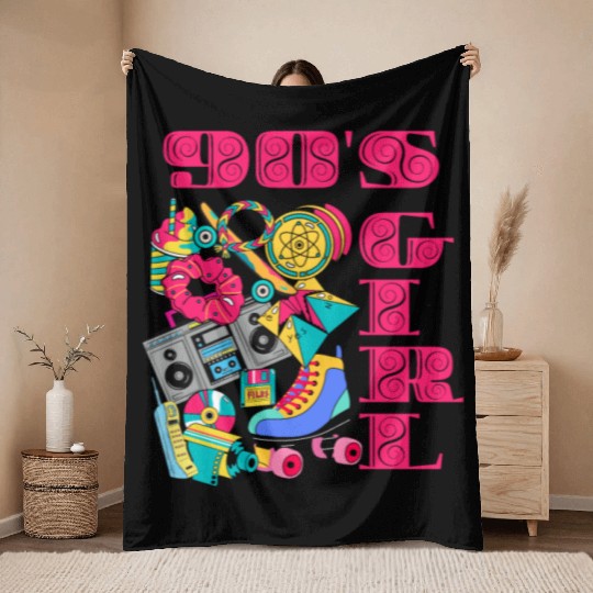 "90s Girl" Vintage Nostalgia Throw Blankets